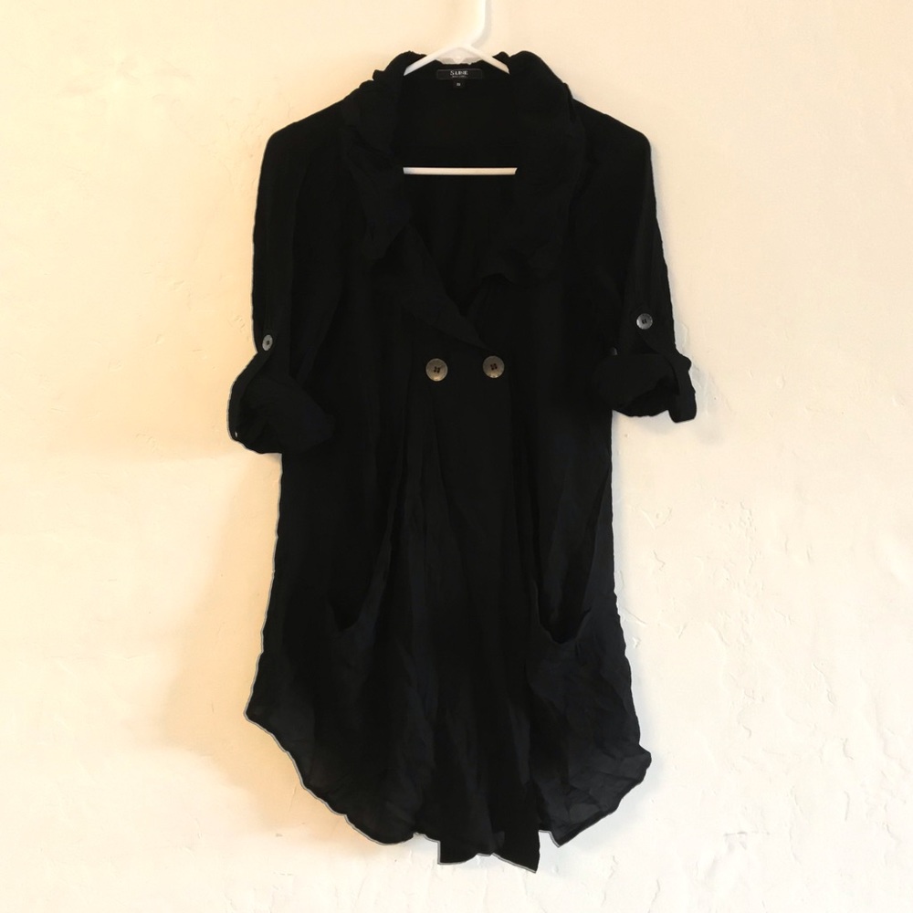 S Line Black Lightweight Tab Sleeve Jacket Small